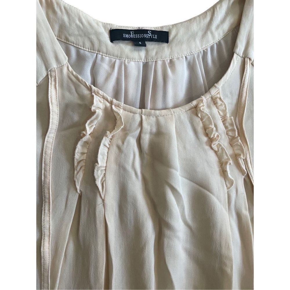Emoressions Style Women’s Cream embroidered shift dress 100% silk size 4 - Picture 9 of 11